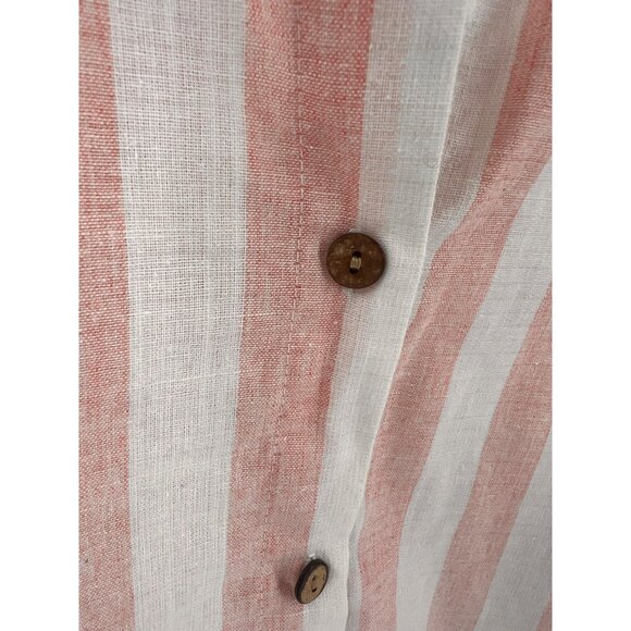 Cellabie Womens Pink Striped Button Down Shirt Size XL Swimsuit Cover Coastal - Picture 3 of 5